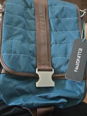 Ellington Annie Sport Teal Blue and Brown Quilted Crossbody Backpack Bag NWT
